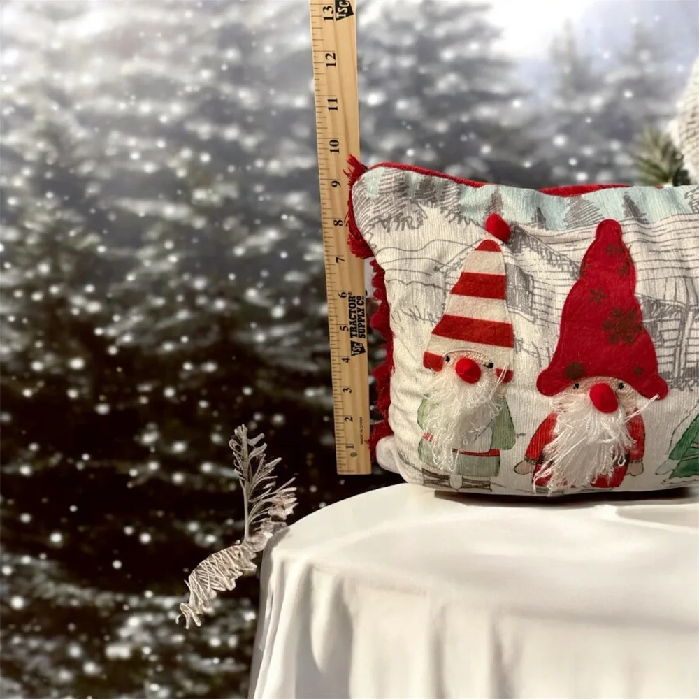 Festive Gnome Accent Pillow - Red, Green, White